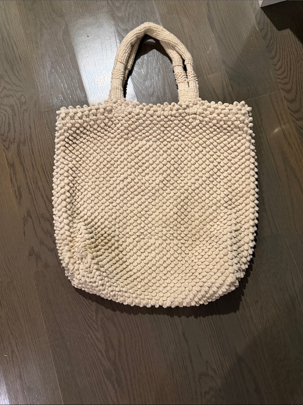 Jiti Popcorn Knit Handwoven Cream Crochet Satchel Tote